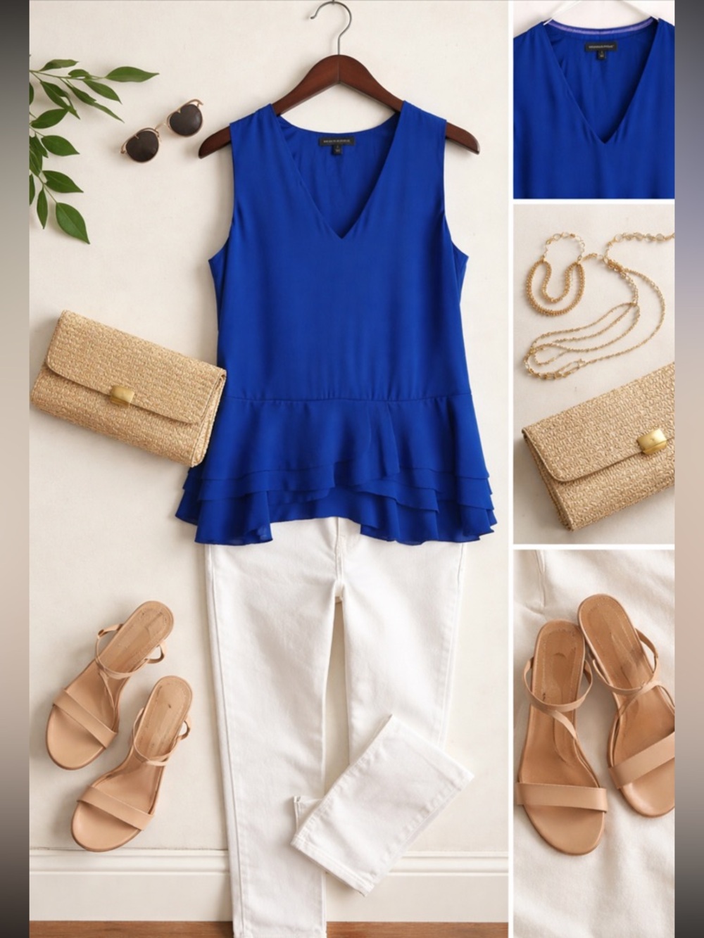 🌺Banana Republic Royal Blue V Neck Layered Top